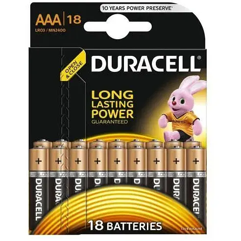 Батарейка AAA (LR03), лужна, Duracell Duralock Basic, 18 шт, 1.5V, (MN2400 18BL) - фото 1