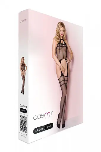 Сетчатый черный бодистокинг с коротким топом и подвязками Casmir CA008 One size - фото 7
