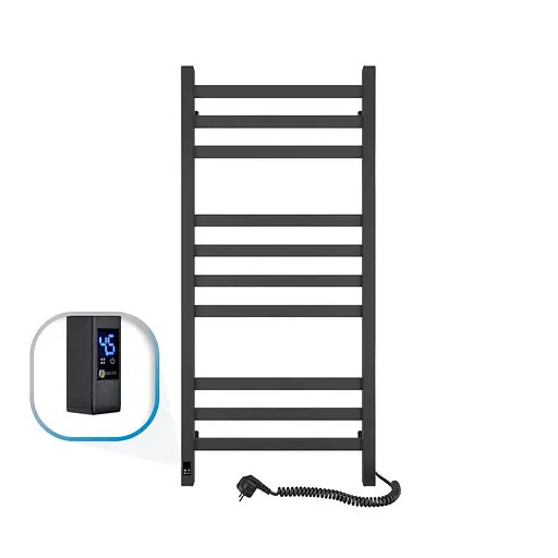 Електрична рушникосушка Navin Авангард 480x1000 Sensor правобічна з таймером, чорний муар 12-228053-4810, Чорний матовий, Праве, Електронний - фото 1