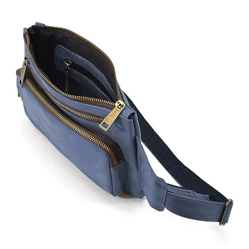 Кожаная мужская сумка на пояс TARWA 26х16х3 см 000296359 - фото 2