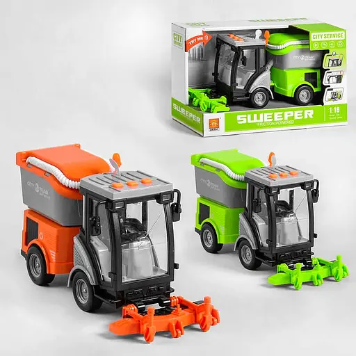 Спецтехника WY 682 AB "Уборочная машина”, подвижное навесное оборудование, звук, свет, в коробке (6974060115346) Зеленый - фото 1