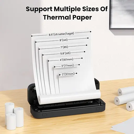 Портативный принтер для путешествий, термопринтер Bluetooth совместимый с Android и iOS и ноутбуком - фото 6