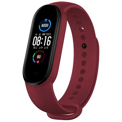 Ремешок для фитнес-браслета Lemfo для Xiaomi Mi Band 5, 6, 7 бордовый - фото 2