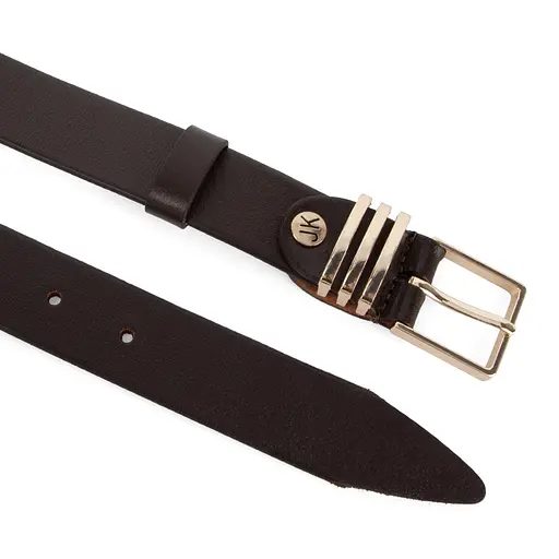 Ремень женский кожаный JK-3063 темно-коричневый с золотой пряжкой (115 см) - фото 3