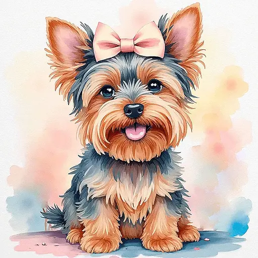 Полотно на ХДФ с контуром Arteo Щенка с бантиком 20×20 хлопок акрил