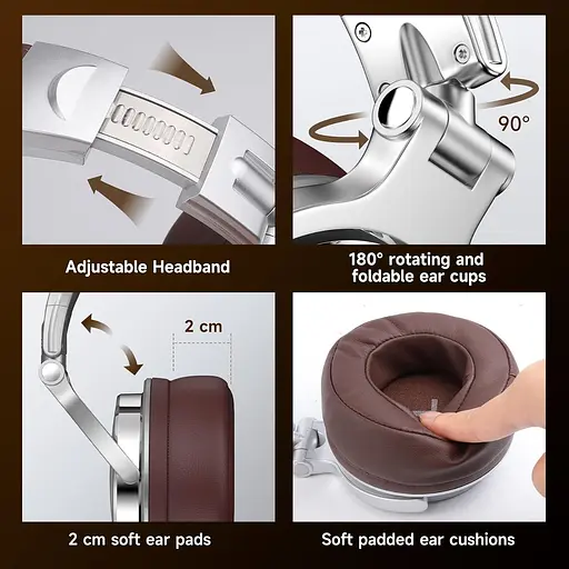 Гарнітура OneOdio Pro 30, 3,5мм/6,35мм, Silver - фото 8