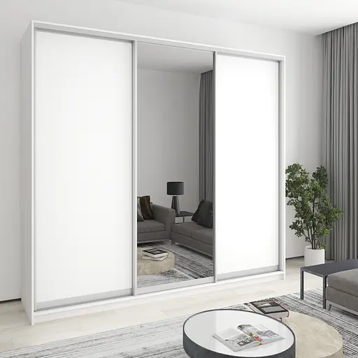 Шкаф-купе трехдверный MebelStar Комбо AL 2ДСП/Зеркало 260x60x240 см Аляска белый (MBS-2108)