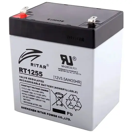 Акумуляторна батарея AGM RITAR RT1255, Gray Case, 12V 5.5Ah ( 90 х 70 х 101 (107) ) Q10
