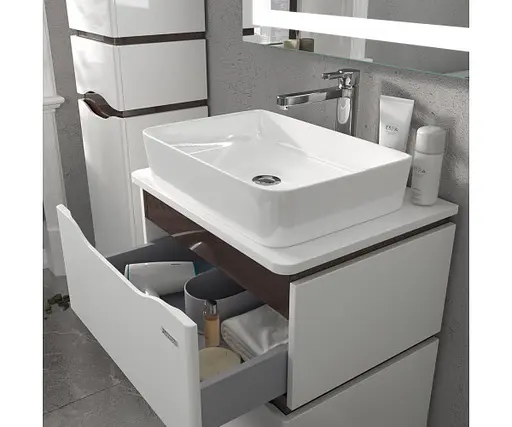 Тумба підвісна Sanwerk Алесса Air 60 венге з Топ панеллю та умивальником Rapid 50x35 (MV0000901) Венге - фото 4