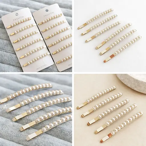 Заколки для волосся з перлинами металеві набір 24 шт - фото 2