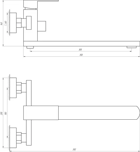 Змішувач для ванни Globus Lux Sicilia SBQ-208 Нержавіюча сталь - фото 2