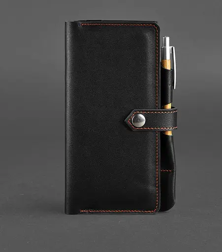 Шкіряний тревел-кейс 4.0 чорний з помаранчевим - фото 1