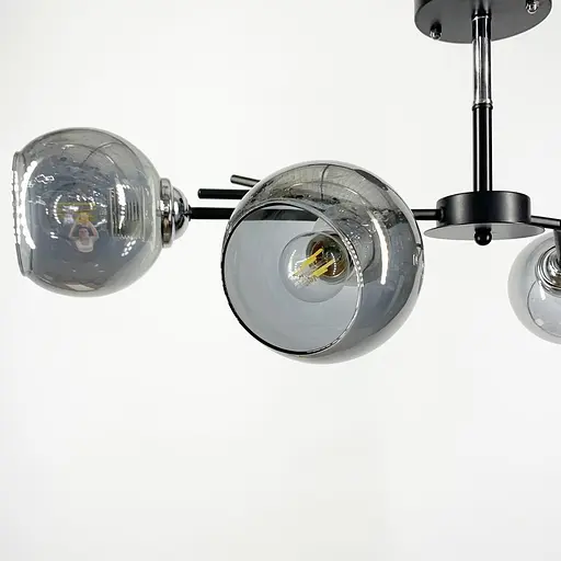 Люстра в черном корпусе на 4 лампы Line.F Цвет плафона Белый - фото 6