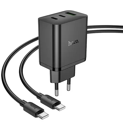 МЗП Hoco N51 Scenery PD65W (1USB-A/2C) + кабель Type-C to Type-C Black - фото 3