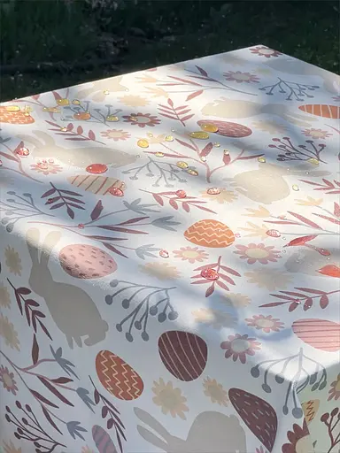 Водоотталкивающая Скатерть пасхальная Зайчики 220х140 см (+ 4 салфетки 30х40) Белый - фото 9