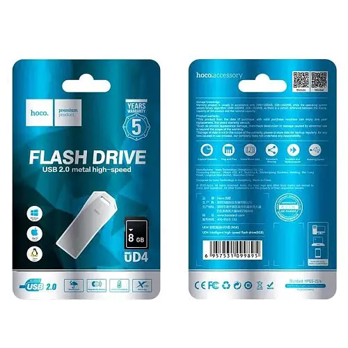 Флеш-накопитель USB Hoco UD4 Intelligent high speed 8Gb серебристый - фото 4