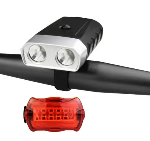 Вело фара із заднім ліхтарем мигалкою RB-B12 велосипедний водонепроникний ліхтар із кріпленням на батарейках - фото 1