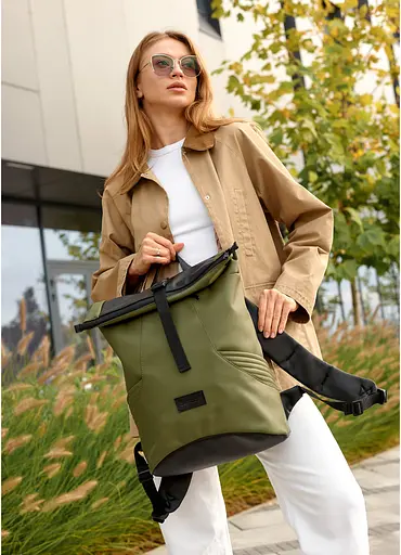 Женский рюкзак Sambag RollTop X хаки 41 х 27 х 18 см (24320119) - фото 4