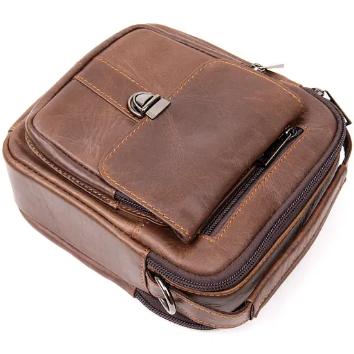 Кожаный мессенджер мужской Vintage 18х20х6,3 см sum0013948 - фото 4