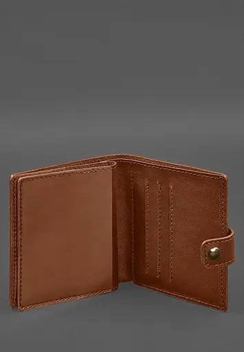 Кожаная обложка-портмоне для военного билета офицера запаса (широкий документ) Светло-коричневый - фото 6