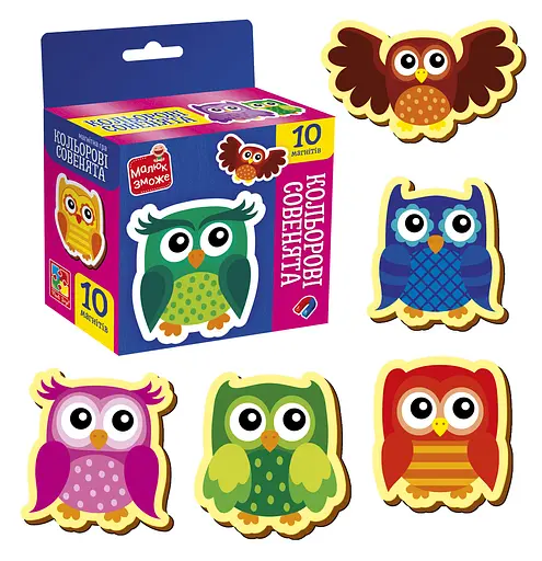 Гра развивающая, набор магнитов Цветные совята