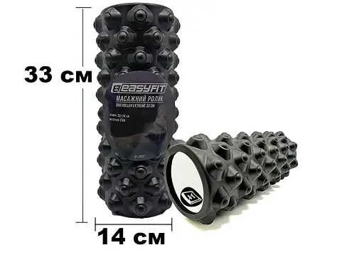 Масажний ролик EasyFit Grid Roller Extreme 33 см Чорний (EF-2023-BK) - фото 3