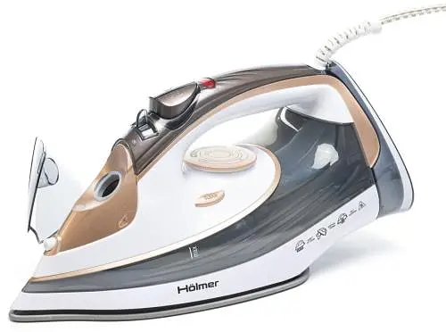 Утюг Holmer HIC-2638, White, 2600 Вт, керамика, паровой удар 130 г/мин, постоянная подача пара 40 г/мин, вертикальное отпаривание, очистка от накипи - фото 3