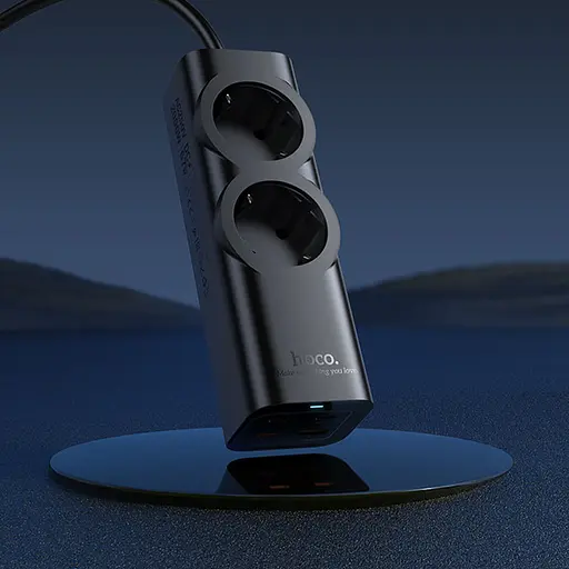 Подовжувач Hoco NS10 Wisdom 2-position PD67W (1USB-A/3C/2Socket) (2m) Black - фото 5
