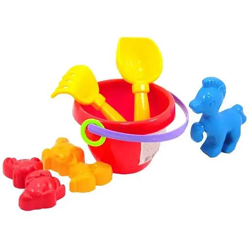 Песочный набор Кувшин №1, ведро, лопатка, грабли, 3 паски, ДС