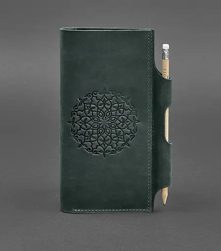 Кожаный женский тревел-кейс 3.0 зеленый с мандалой - фото 1