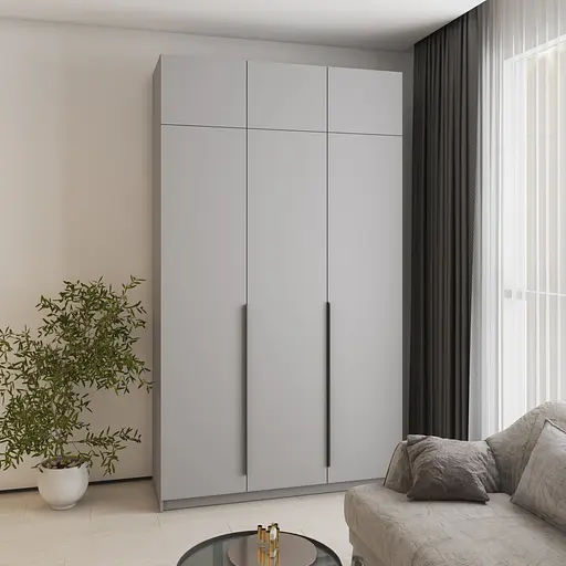 Шафа 3-дверна з антресоллю MebelStar Оскар ДСП BL-B, додаткова штанга 150x52x260 см Сіра мишка (MBS-4946) - фото 1