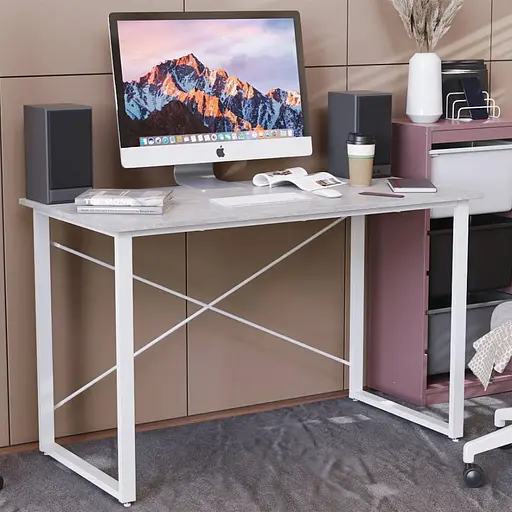 Стіл письмовий Дейв Ferrum-decor 750x1400x600 Білий метал ДСП Бетон 32 мм (FRD-106450)