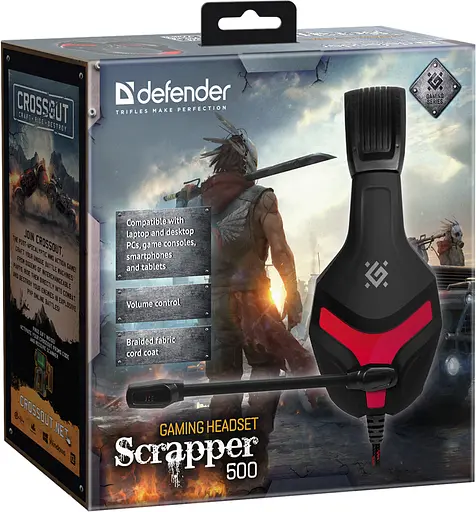 Игровая гарнитура Defender Scrapper 500 кабель 2 м красно-чёрная - фото 7