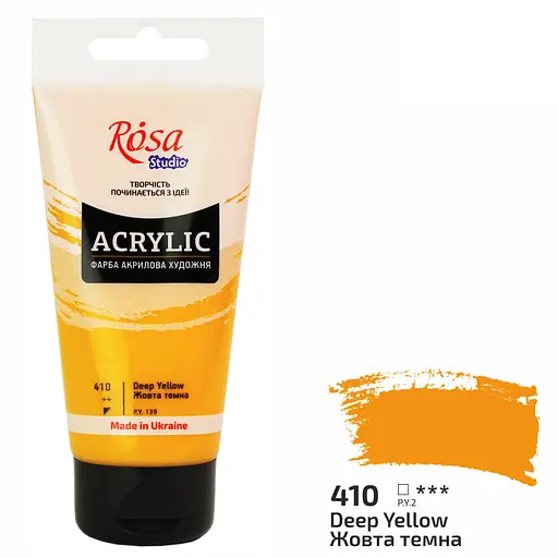 Фарба акрилова Rosa Studio Жовта темна 410, 75 мл