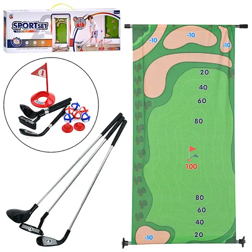 Набір для гольфу, поле 140x70 см, 3 телескопічні ключки, лунка, 6 м’ячів MR1422