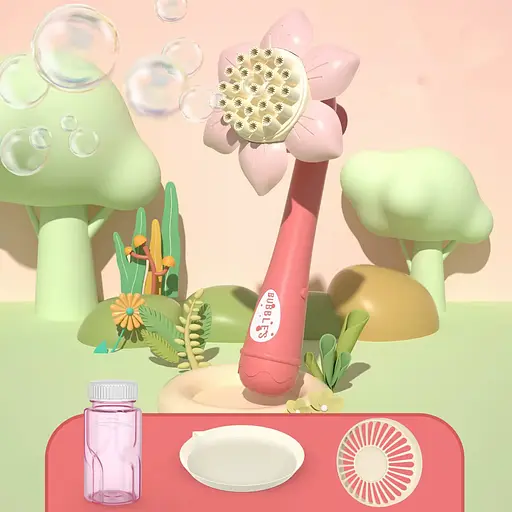 Генератор мыльных пузырей, 777-7, механический, 2 насадки, с мыльным раствором (в ассортименте) - фото 2