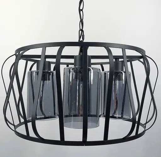 Сучасний світильник в корпусі чорного кольору на 4 плафони Line.F Колір плафона Янтарний - фото 3