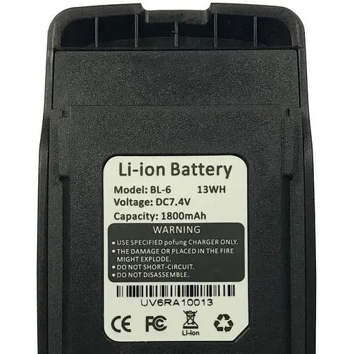 Аккумуляторная батарея Baofeng для UV-6R Std 1800mAh BL-6 (766510) - фото 3