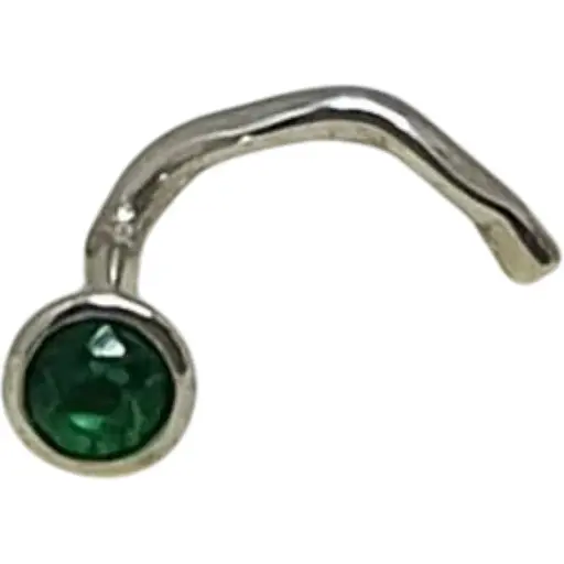 Серебряная серьга-пирсинг в нос Dear. 1023.2С Зеленый