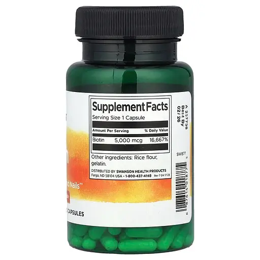 Биотин Swanson Biotin 5000 mcg 100 caps (1086-100-17-9652087-20) - фото 2