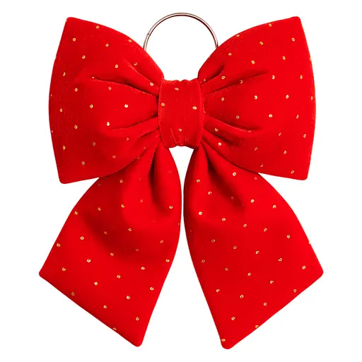 Декоративний оксамитовий бант Yiwu 25*35 см на ялинку та двері Червоний  CR-2-8