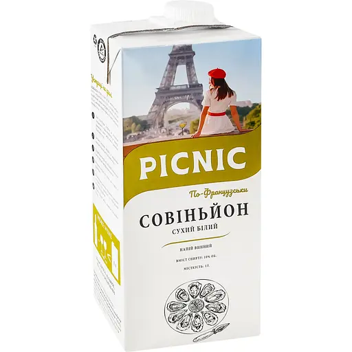 Напій винний Picnic Совіньйон по Французьки біле сухе 1 л - фото 2
