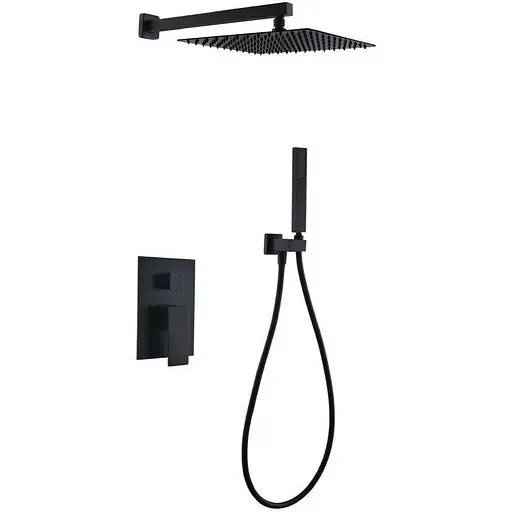 Душова система прихованого монтажу Wezer PRO17B-02-BLACK, нержавіюча сталь, Чорний матовий - фото 1