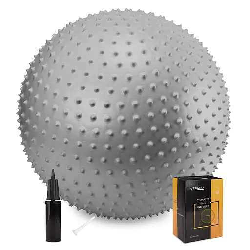 Мяч для фитнеса (фитбол) Cornix 65 см массажный Anti-Burst Silver XR-0487 - фото 1