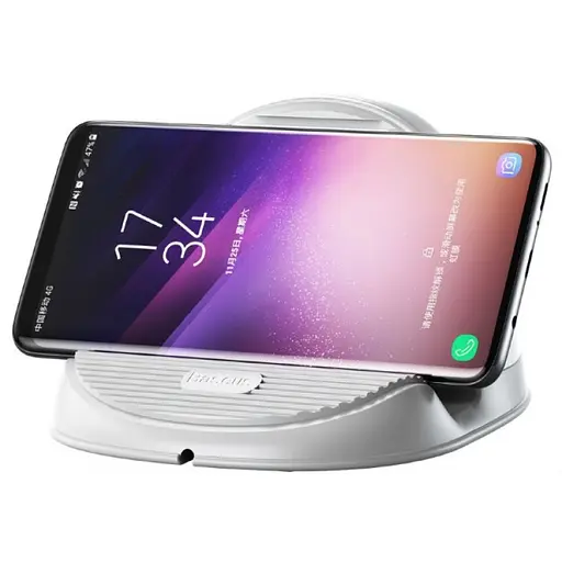 Бездротовий зарядний пристрій Baseus Silicone Horizontal Desktop Wireless Charger White - фото 3