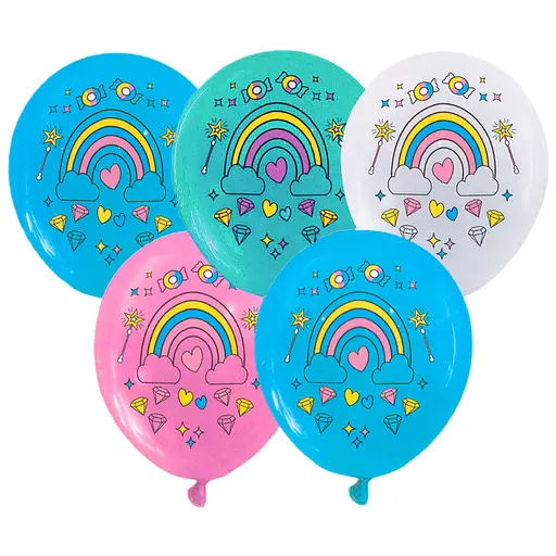 Шарик воздушный латексный с принтом 30 см (25) Радуга, IDEA7-PB-38