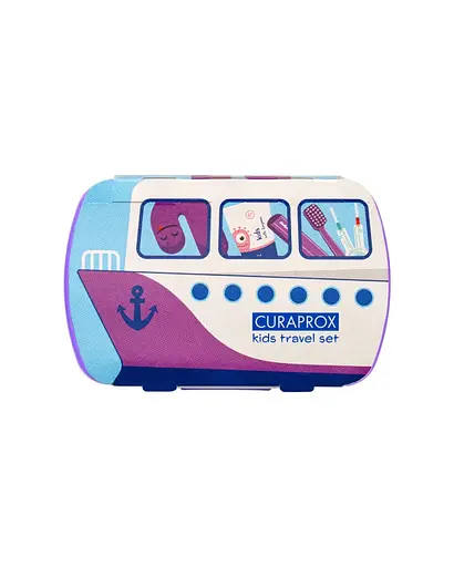 Дорожный набор Curaprox Kids фиолетовый: зубная щетка Kids + детская зубная паста 10 мл + ершики 2 шт. - фото 7