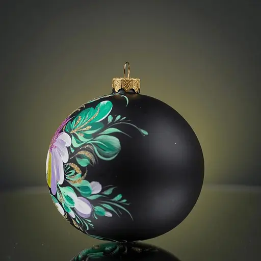 Ялинкова прикраса Різдвяні історії Петриківка квіткова фантазія куля скло (4820001179736) - фото 4