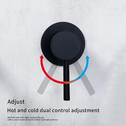 Змішувач прихованого монтажу Quyanre для ванної 210 мм латунь (Чорний матовий) - фото 9