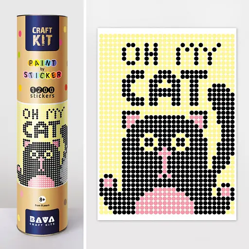 Картина по номерам стикерами в тубусе "Кіт" 1200 стикеров 1807, 33х48 см